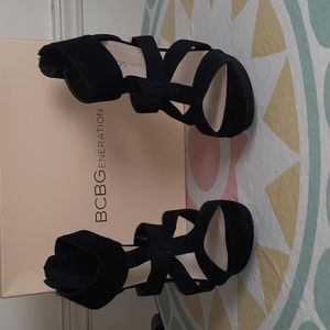 BCBGeneration Black strap heel